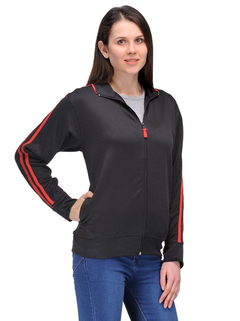 scott dryfit jacket wrinkle free women's (black with red stripes)