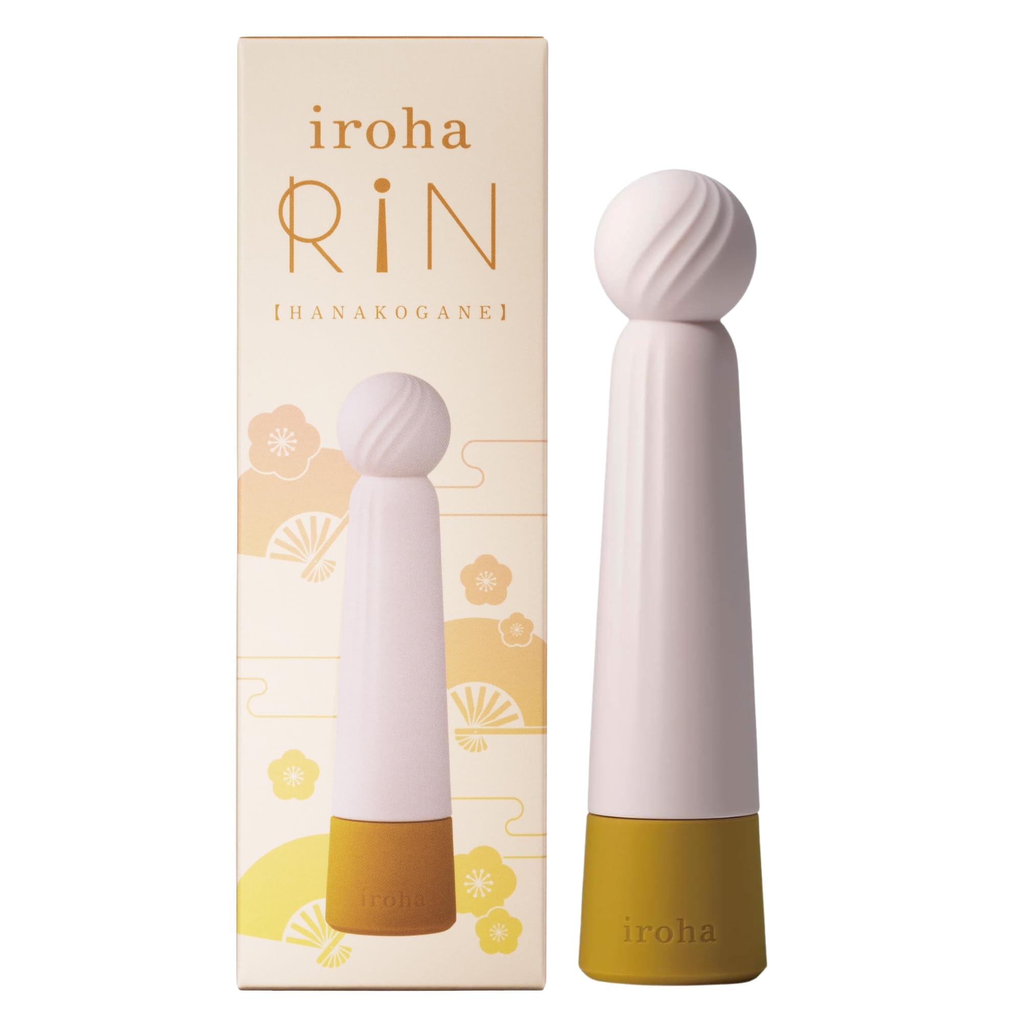 iroha Tenga Rin Kogane Vibrator Internal and External Stimulation, Pale Pink and Gold
