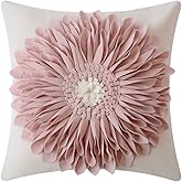 OiseauVoler Decorative Throw Pillow Covers Handmade 3D Flower Cushion Cover Cases Accent Pillowslip Square Gift Home Sofa Car Bed Room Decor 18 x 18 Inch Rose Gold