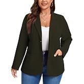 MINTLIMIT Plus Size Blazers for Women Casual Work Office Suit Jacket | With Pockets, Button Closure, Long Sleeve Business Casual Outfits for Women, Professional Work Office Suit Jacket
