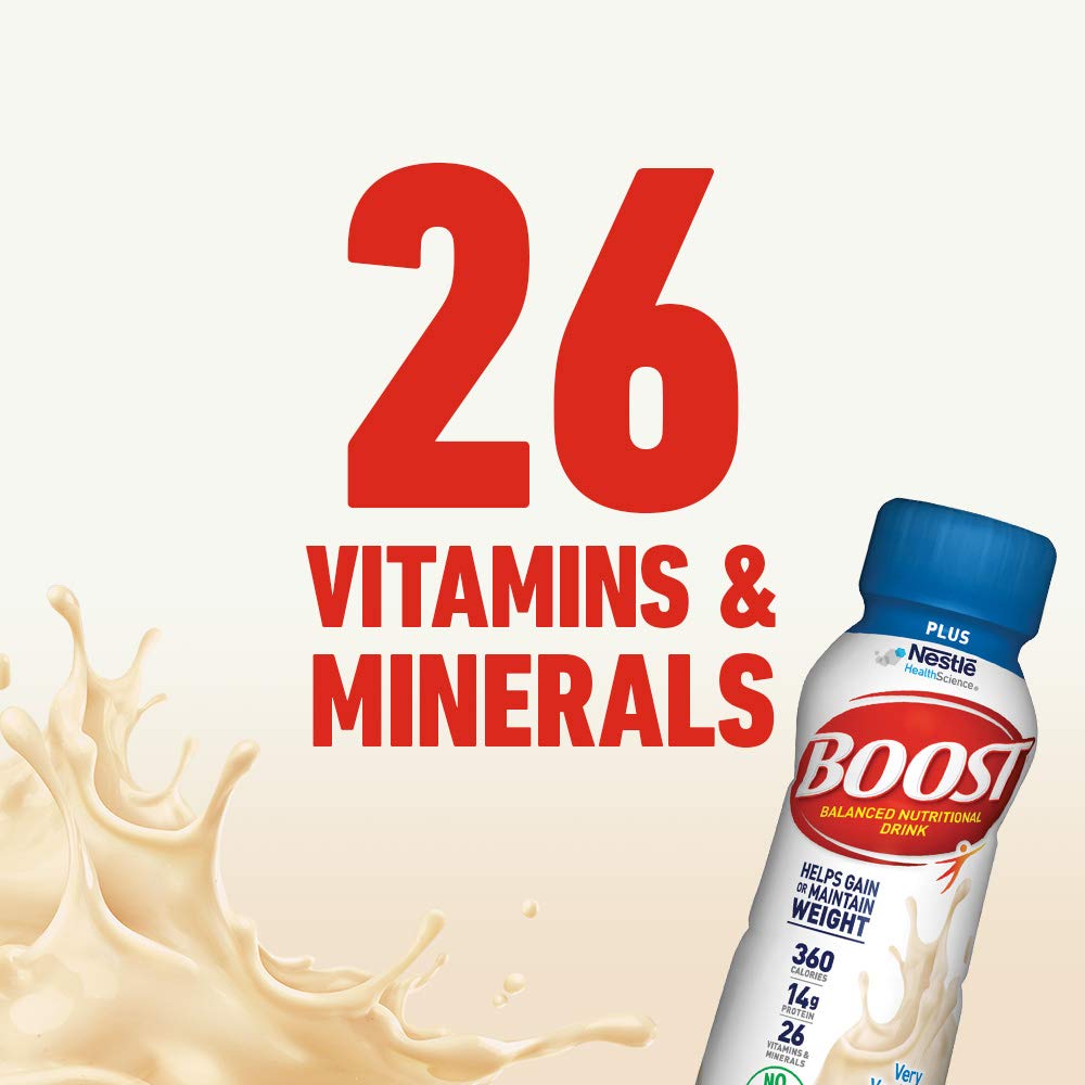 Boost Plus Nutritional Drink, Very Vanilla, 8 fl oz Bottle, 24 Pack : Grocery & Gourmet Food