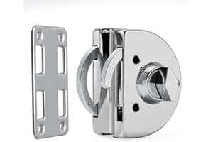 Ranbo Double Sided Swinging Glass Door Lock No Drill 304 Stainless Steel Lock for 2/5-1/2 Inch(10mm-12mm) Exterior and Interior Frameless Sliding Glass Door with 3 Keys, Polished Chrome