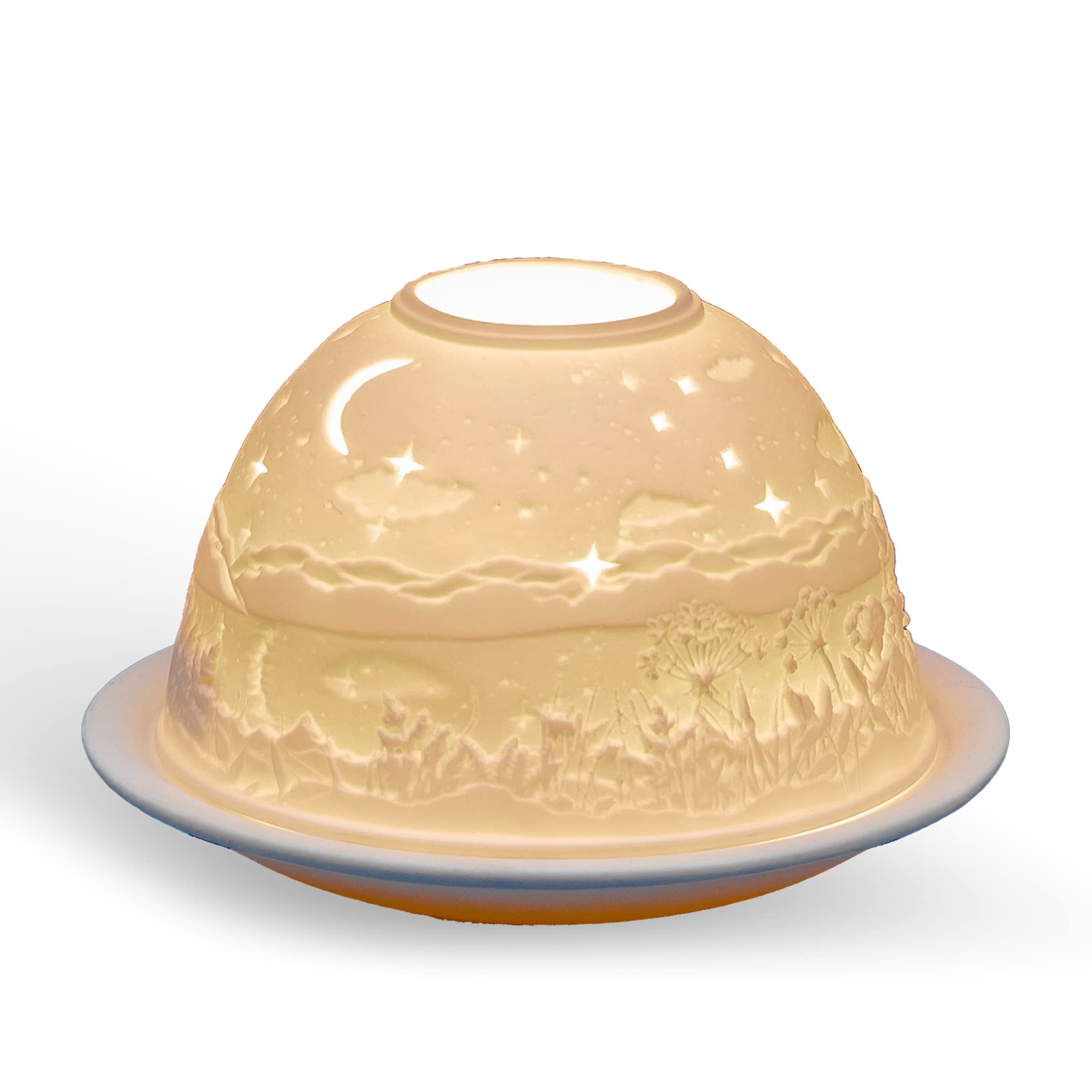 Light-Glow Tealight Candle Holder - Starry Night LD90048, White, Approx. H8 x Ø12cm or H3.2" x Ø4.7"