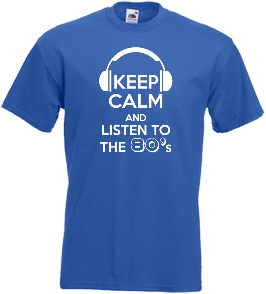 Keep Calm and Listen to The 80s Music, Retro, Old Skool, Disco DJ Headphones Funny Mens Womens T-Shirt