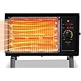 Homeleader ETL Portable Radiant Heater, 1250W/1500W Space Heater for Indoor Use, Rapid Heating with Adjustable Thermostat, Perfect for garages, Black