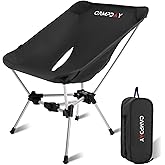 Campday Camping Chair Backpacking Portable Hiking Ultralight Small Lightweight Folding Chair for Outdoor Camp Beach Picnic Concert, Supports 330lbs (Black,1PCS)