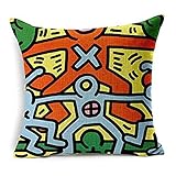 Heartybay®Home Decorative Keith Haring's Graffiti-art Pattern Cotton Linen Throw Pillow Cover Cushion Case 18