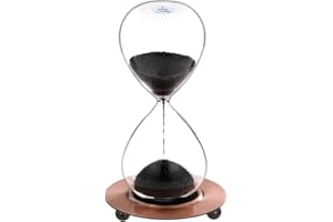 SuLiao Magnetic Hourglass 2 Minute Sand Timer: Large Sand Clock with Black Magnet Iron Powder & Metal Base, Sand Watch 2 Min, Hand-Blown Hour Glass Sandglass for Home Office Desk Decor