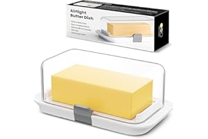 Pisol Large Butter Dish for 1 lb Canadian Butter, Airtight Butter Keeper with Lid Fit a Full Pound Block of Butter, Locking B