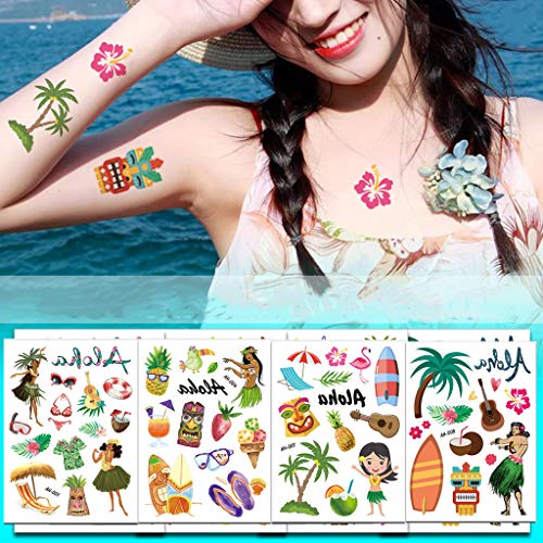 Temporary Tattoos for Kids, BUVE 240 + Design Kid Face Tattoos Pirate Shark Mermaids Spaceships Summer Tropical Party Favors Body Sticker for Boys Girls, 20 Sheet