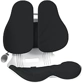 Ergonomic Lumbar Support Cushion Correct Posture for Office Home, Black | Back Support for Office Chair, Foldable Floor Chair with Back Support for Long Sitting Outdoor Students Nursing Workers