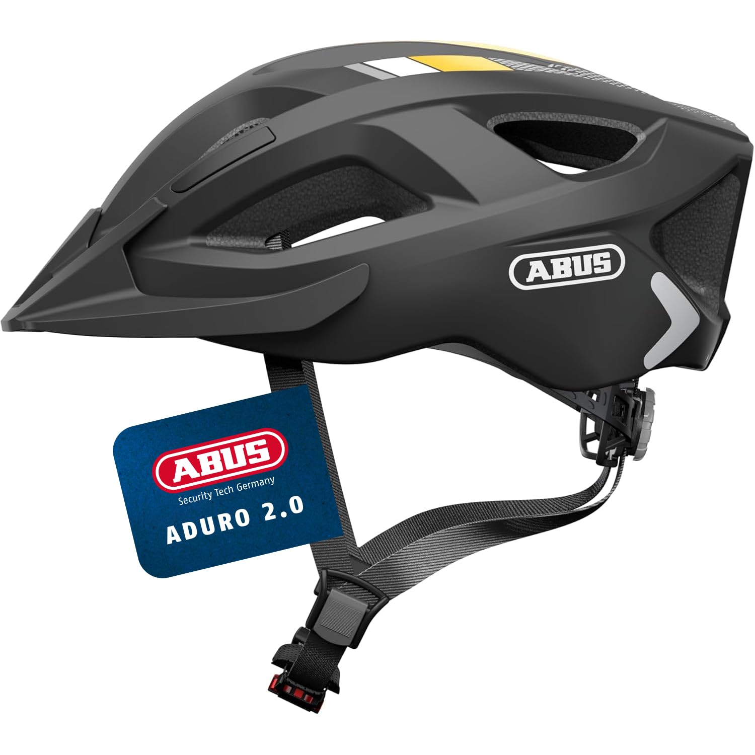 ABUS Stadthelm Aduro 2.0 - Allround-Fahrradhelm mit Licht - in sportivem Design für den Stadtverkehr - für Damen und Herren - schwarz/orange, Größe M