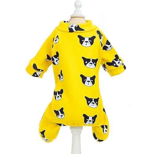 SMALLLEE_LUCKY_STORE Cute Print Fleece Pajamas Pjs Sweater Rompers for Small Dogs Cat Boy Girl Puppy Winter Coat Jumpsuit Puppy Clothes