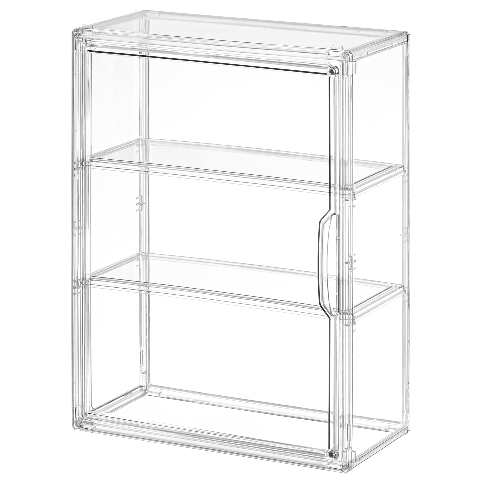 Photo 1 of VGLXTRNT 3 Tier Clear Display Case for Figures, Wall-Mounted Acrylic Storage Organizer Box, Stackable Display Cabinet with Magnetic Door & Removable Shelves, Showcase for Collectibles, Anime Figures
