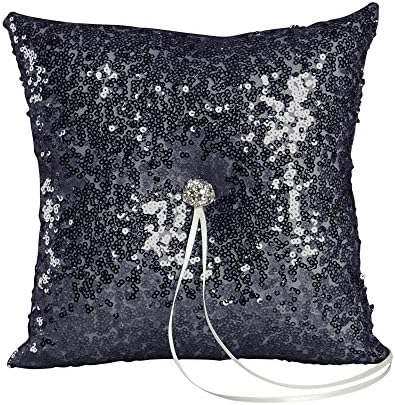 Ivy Lane Design Elsa Shiny Sequin Ring Pillow, Navy