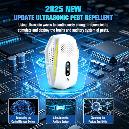 Ultrasonic Pest Repeller, 3 Mode Electronic Pest Control Repeller, Ultrasonic Mosquito Repeller for Anti Flies Mice Cockroaches Spiders Rodents Mosquitoes 4 Pack
