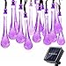 Icicle Halloween Solar String Lights, 15.7ft 8 Light Modes 20 LED Water Drop Halloween Decorations String Lighting for Indoor/Outdoor Home, Patio, Lawn, Garden, Party (Purple)