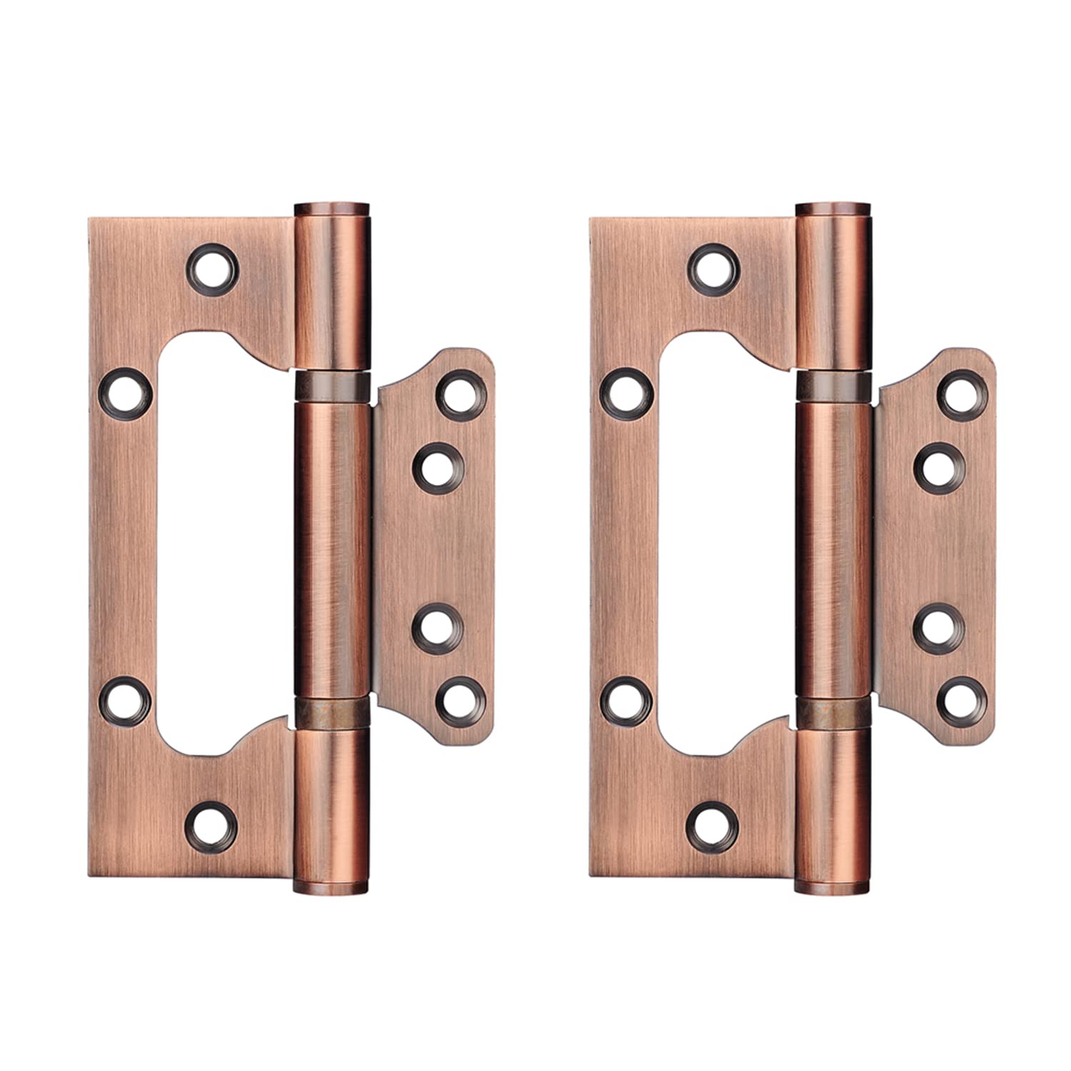 Qrity 4 Pieces Door Hinges, 4 Inch Home 100mm Stainless Steel Ball Bearing Mute Hinges for Internal External Doors, Ancient Red Copper