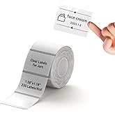 NIIMBOT Label Maker Tape 40×30mm Transparent Label Print Paper Compatible for NIIMBOT B1 B21, Thermal Sticker Paper 1.57'' x 1.18'' Waterproof Labeling Tape Replacement 230 Labels/Roll