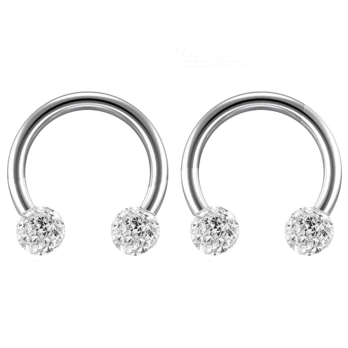 Bling Piercing 2pc 16 Guage Circular Barbell Earrings Daith Forward Helix 1.2mm 16g Titanium Tragus Anti Rook Rim Ear Lobe Eyebrow Lip Cartilage Pinna Bridge CZ