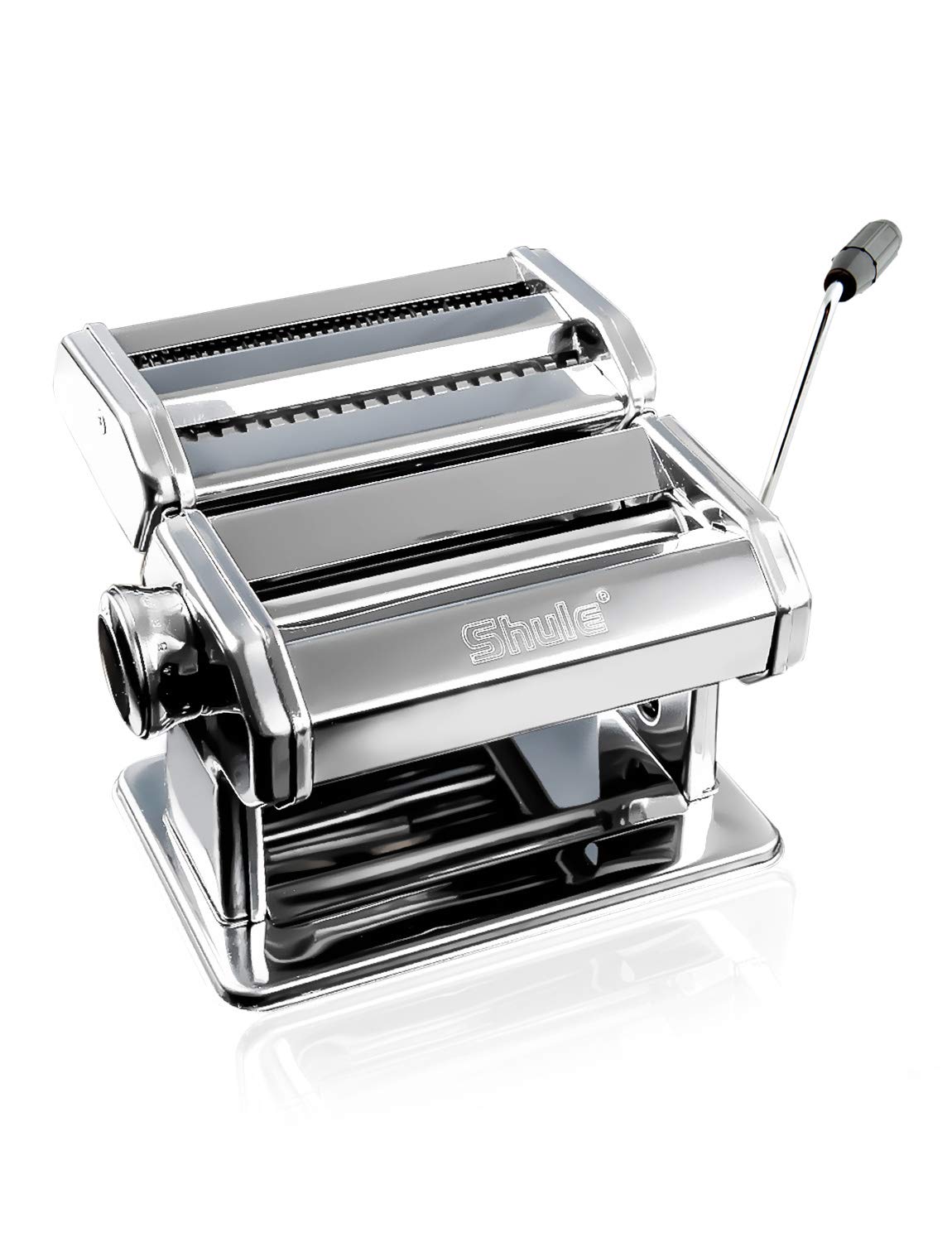 Shule Pasta Maker Machine Stainless Steel Manual Noodle Makers Include Pasta Roller, Cutter, Hand Crank and 7 Adjustable Thickness Setting