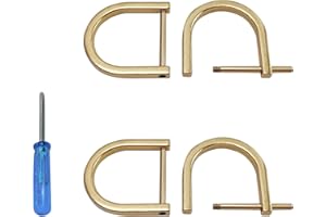 willikiva 4Pcs D Ring with Closing Screw Replacement Screw Shackle Key U Shape D Rings Holder Horseshoe DIY Leather Craft Purse (Classic Gold,1inch)