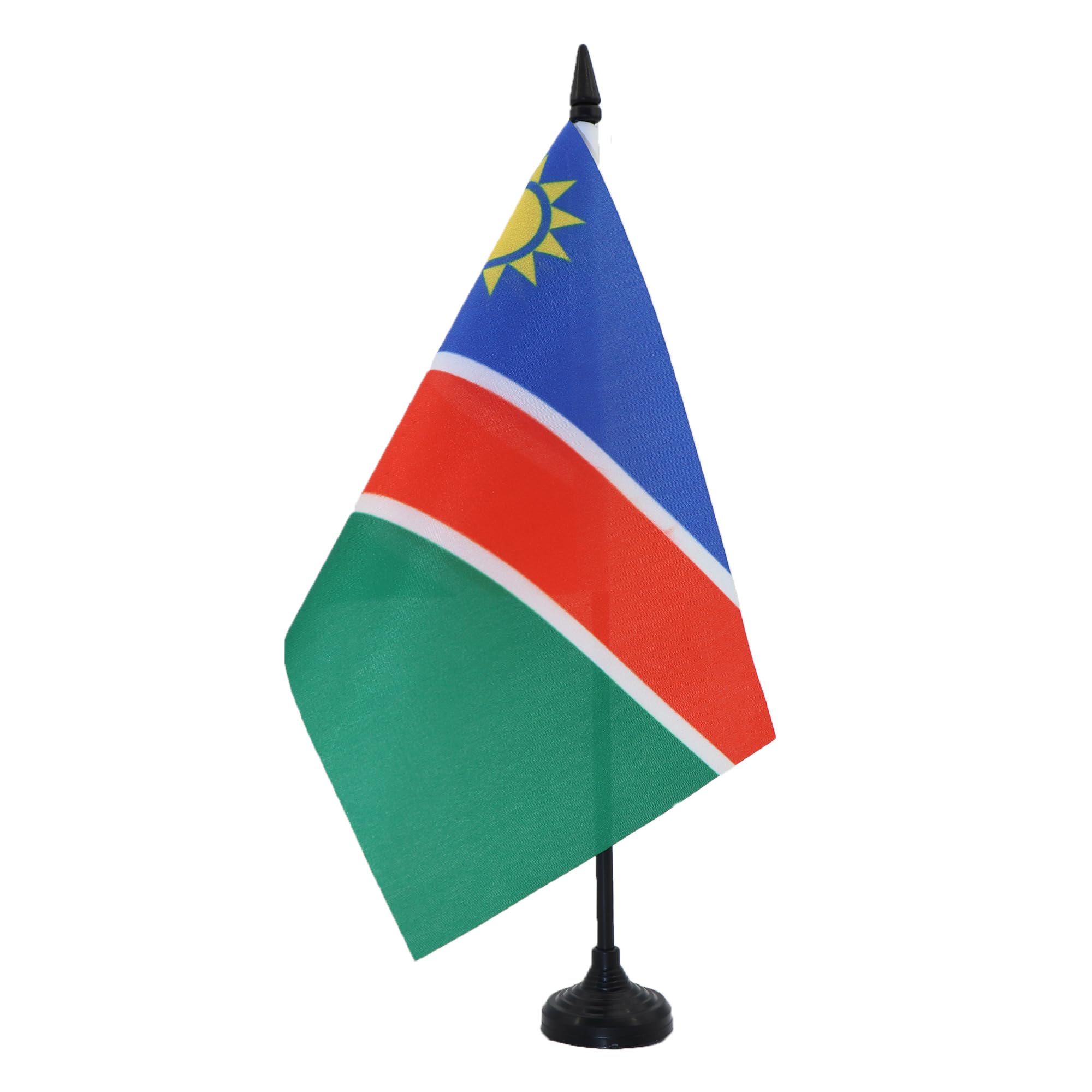 AZ FLAG Namibia Table Flag 5'' x 8'' - Namibian Office Decoration 100% Polyester 21 x 14 cm - Mini Desk Flag with Pole and Black Plastic Base