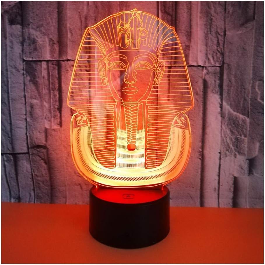 Night Lights 3D Pharaoh Colorful Christmas Decoration Gift Small Table Lamp Remote Control Switch [Energy Class A++]