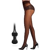 Amzshe Indestructible Rip Resistant Tights for Women Sheer Black Control Top Pantyhose with Reinforced Toes