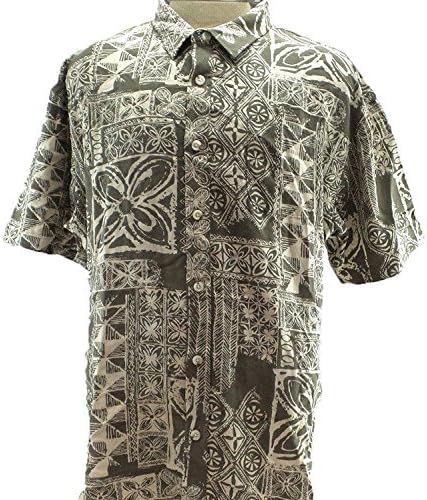Seapointe Men's Button Down Hawaiian Shirt (Large, Coco Brown)