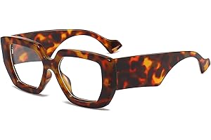 AIEYEZO Thick Frame Blue Light Glasses Men Women, Fashion Square Computer Eyeglass Anti Eyestrain & Prevent Headache