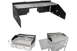 PHYESUVIN Universal Wind Screen/Guard and Griddle Warming Rack Set Fit for Griddle from 22" to 28" Without Hood, Griddle Accessories for Blackstone 22", 28" Griddle and Other Griddle with Rear Grease