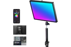 NEEWER GL25C LED RGB Streaming Key Light, APP/PC Control 25W 2500Lux/0.5m 2900K-7000K CRI95+/TLCI97+ Full RGB Dimmable Edge Emitting Silent Webcam Video Light with Desk Stand