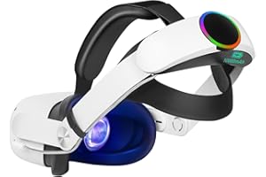 Hurra Head Strap with Battery for Oculus Quest 2, 10000mAh Fast Charging Battery Pack Extend 8H Playtime, RGB Light Adjustable Elite Strap for Meta Quest 2 Enhanced Comfort Support & Balance in VR