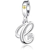 SBI Jewelry Silver Initial A-Z Letter Charm Compatible Pandora Charm Bracelets for Women Jewelry