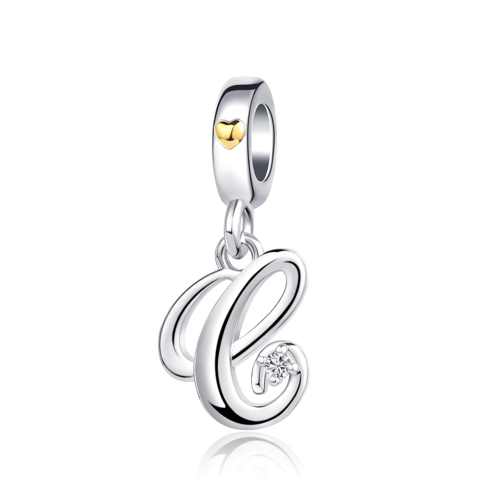 C Initial Letter Name Charms fit Pandora Charms Bracelets Gold Heart Birthday Jewellery Gift for Women Daughter Family