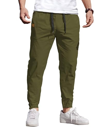 Amazon.com: JMIERR Mens Casual Joggers Cotton Twill Chino Pants