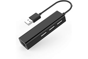 LENTION 3 USB Ports Hub with RJ45 LAN Adapter Laptop Ethernet Dock Network Extender Compatible MacBook Air/Pro (Previous Generation), Chromebook, Windows Laptop, More (CB-USB-HUB-BLK)