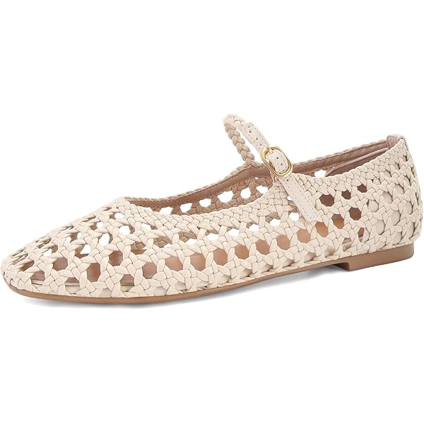 Cute & Comfy Women's Mesh Mary Jane Ballet Flats - Square Toe Dressy Flats
