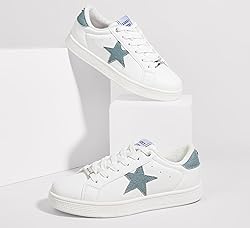 LUCKY STEP Women's Fashion Star Sneaker Lace Up Low