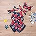 2pcs Baby Girls Rose Printed Sleeveless Tassel Romper + Headband (6-12M, Rose)
