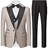 Rogers & Morris Tuxedo Suits for Men Solid 3 Piece Slim FitFormal Set Peak Lapels One Button Jacket Vest Pants