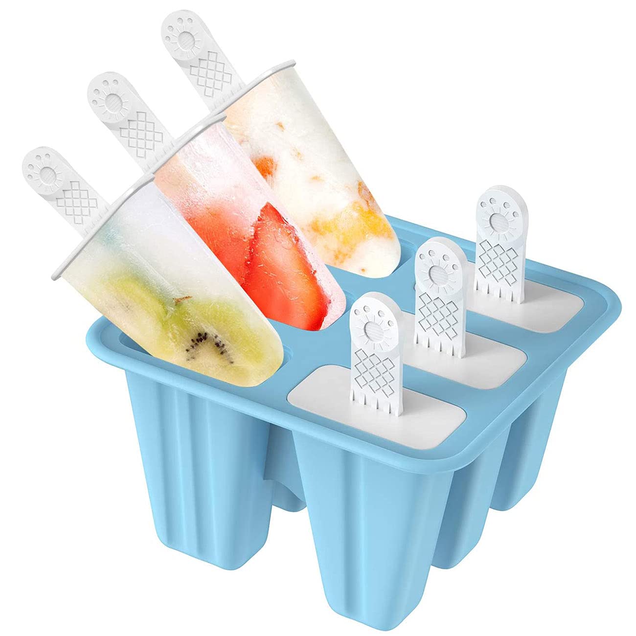Ice Lolly Moulds with Sticks, Ventdest Popsicle Mould, Easy to Remove Ice Cream Moulds, 6 BPA Free Ice Lolly Makers, Reusable Food Grade Silicone Ice Pop Mould for Kids Adults
