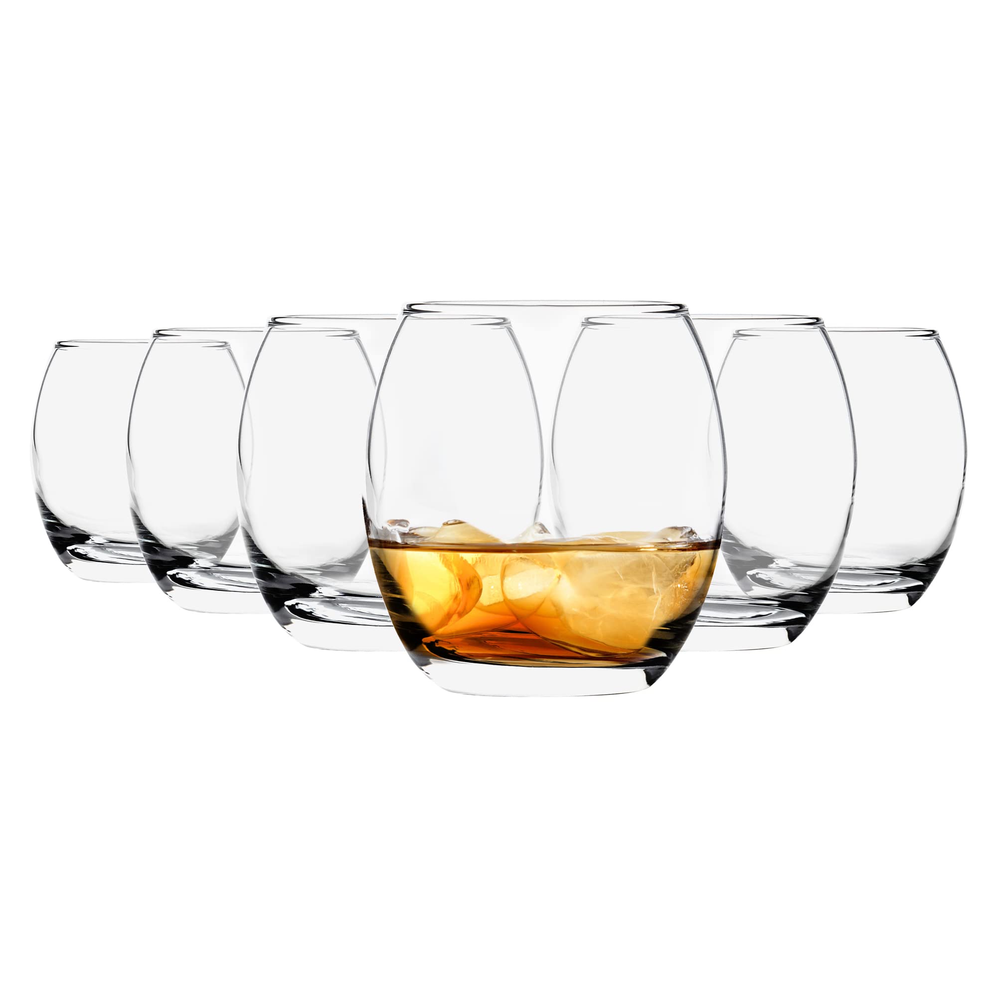 Argon Tableware 6 Piece Whisky Glasses - 405ml - Tondo Collection - Whiskey Drinking Tumbler Cups Dishwasher Safe Large Highball Modern Water Hiball Glasses