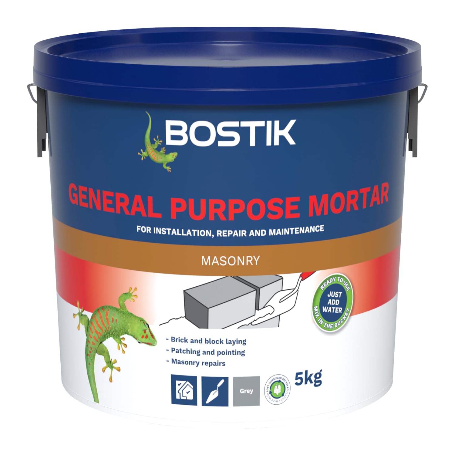 Bostik Cementone General Purpose Mortar 5kg - Ready Mixed Mortar, Just Add Water - for Interior & Exterior Repairs