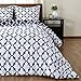 downluxe Lightweight Printed Comforter Set (Queen,Navy) with 2 Pillow Sham - 3-Piece Set - Down Alternative Reversible Comforter