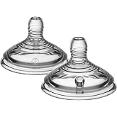 Tommee Tippee Natural Start Bottle Nipples, Fast Flow, 6m+ | Pack of 2, Breast-Like for a Natural Latch, Anti-Colic Valve, Soft Silicone, BPA Free