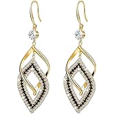 Gold Earring for Women Infinity Long Swirl Dangle Earrings Black and Gold Earring Elegant Chandelier Earrings Formal Statement Trendy Fashion Jewelry Gifts for Brides