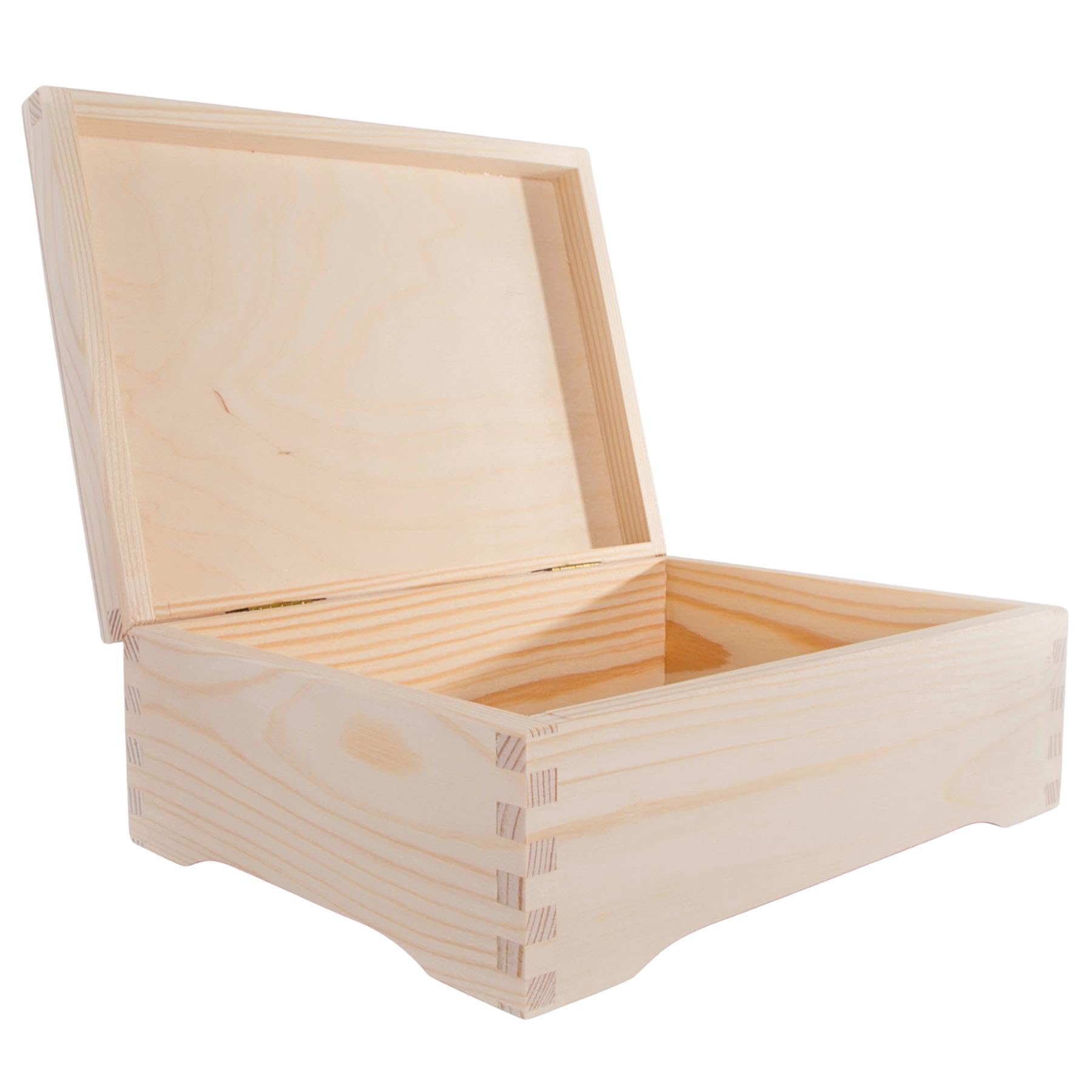 WooDeeDoo Decorative Wooden Storage Box with Lid – 24 x 17.5 x 8 cm – Unfinished Rectangular Pine Craft Keepsake Case for Decoupage Jewellery Trinkets Photos DIY Gift Personalisation