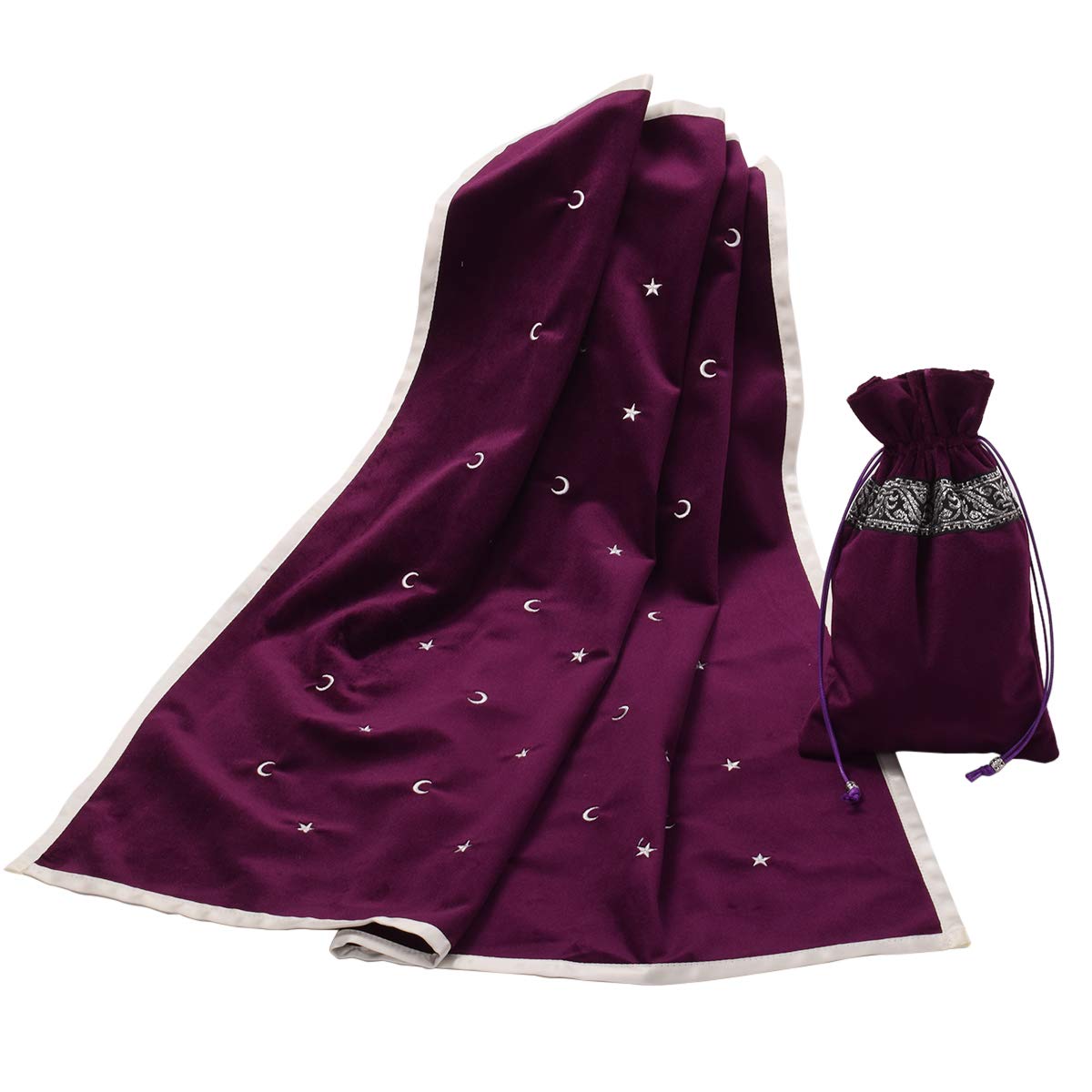 BLESSUME Tarot Tablecloth Altar Divination Wicca Velvet Cloth with Tarot Pouch (Purple)